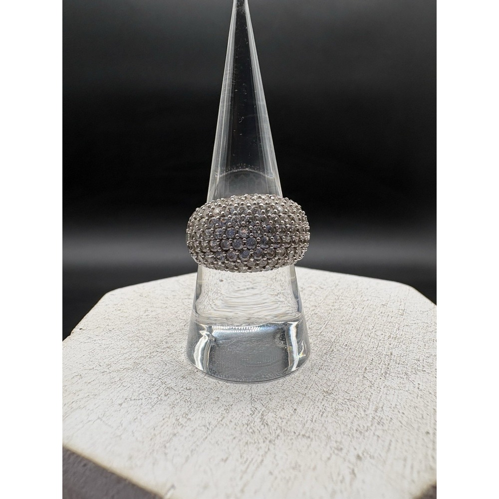 Sterling Silver 925 Pave Dome Ring Size 8 Multi Stone 7.34g